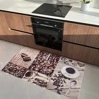 Універсальний килим на прогумованій основі для кухни Verda Marina Кофе Бежевий A117