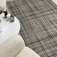 Безворсовий килим на гумовій основі універсальний Versa бежевий с коричневий 19171/19