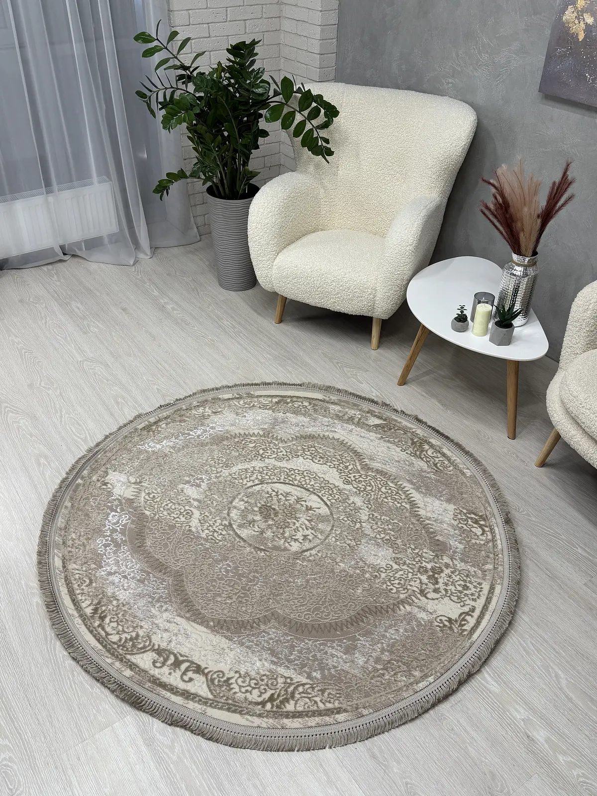 Килим з комбінованим ворсом и термоусадкой Glacia BEIGE 08352A
