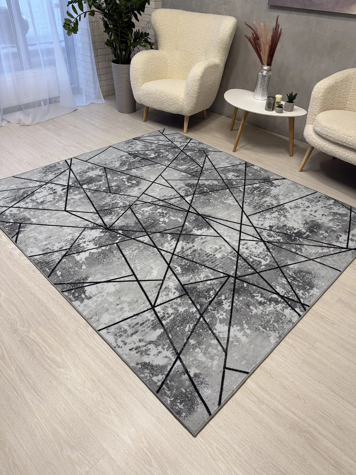 Килим з прогумованою основою Wovea Сірий 10384-6 gray