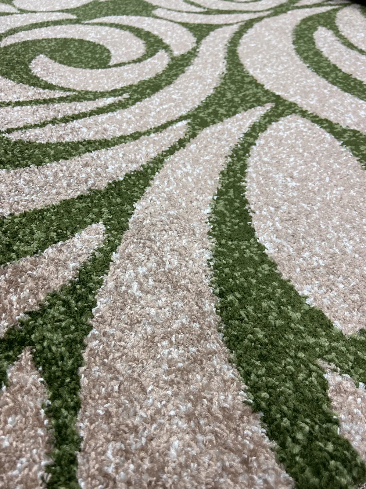 Килим фризе з невисоким ворсом Macio Beige\Green 02575A