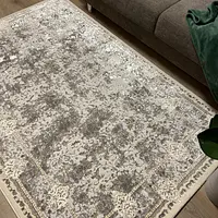 Килим з комбінованим ворсом и термоусадкой Optix бежевий з сірим beige C340D