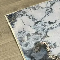 Універсальний килим на прогумованій основі Verda Stone Бело-голубой мармур Білий D106