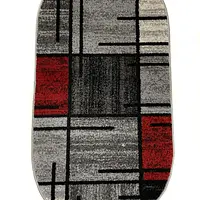 Килим фризе з невисоким ворсом Macio Gray/Red 02239A