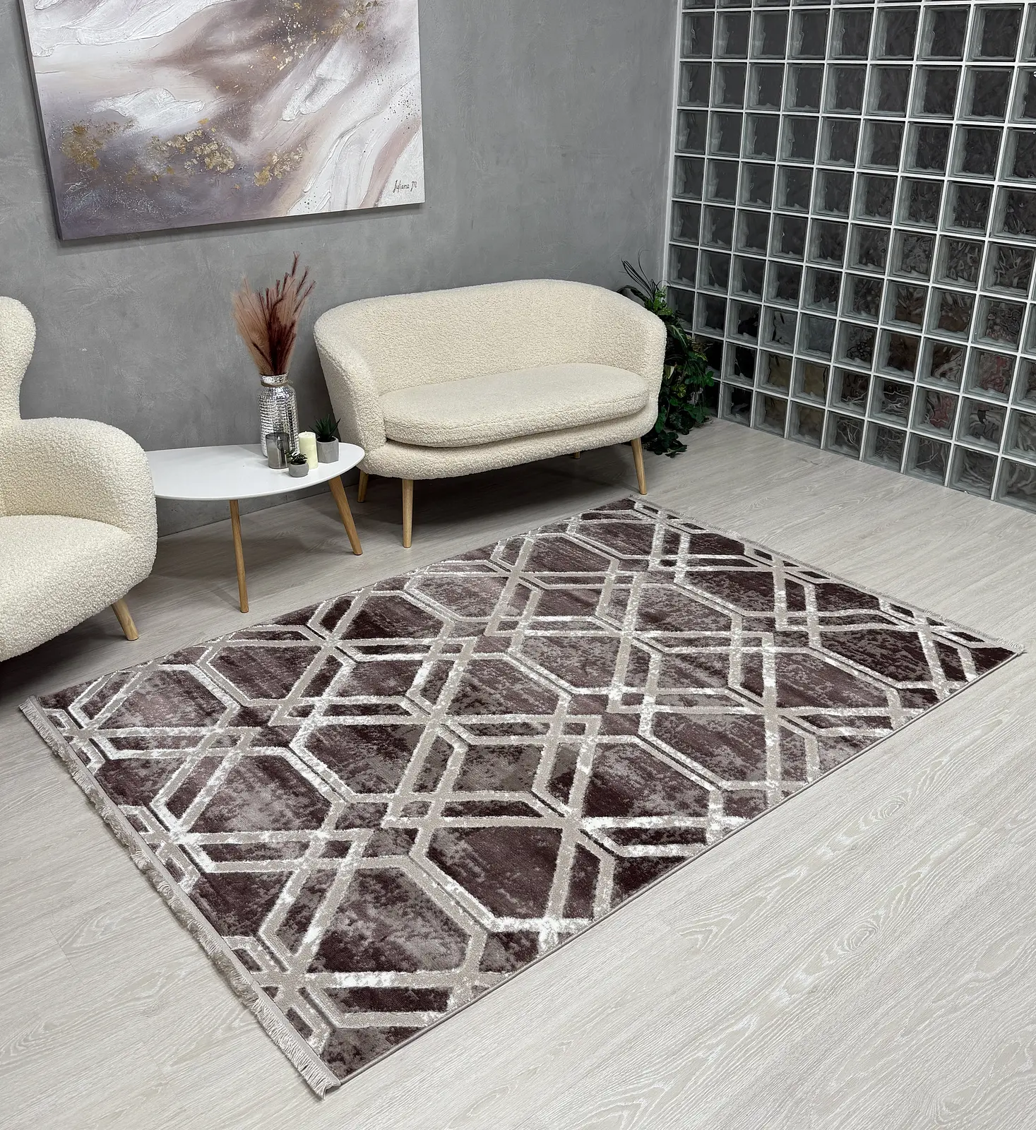 Килим з невисоким ворсом Vortex Бежевий з коричневим 2740G A.KAHVE / KREM
