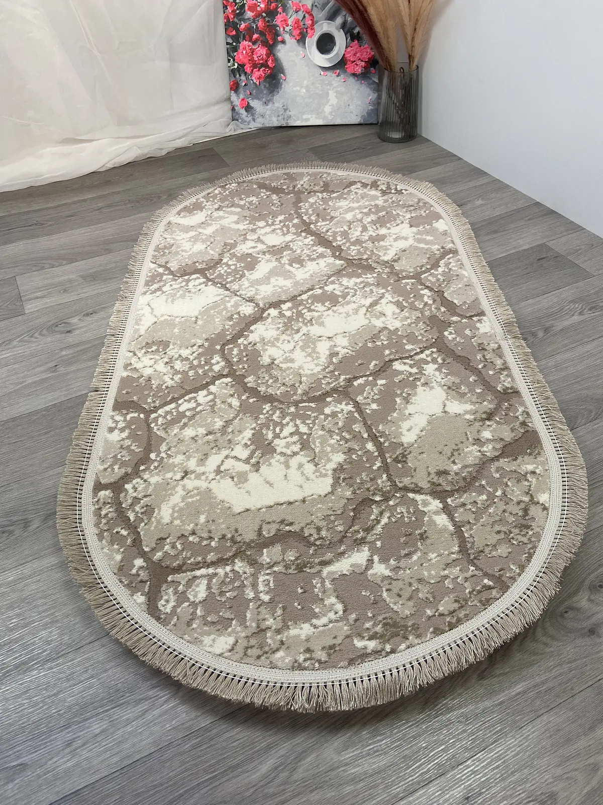 Килим з комбінованим ворсом и термоусадкой Glacia BEIGE 08148A