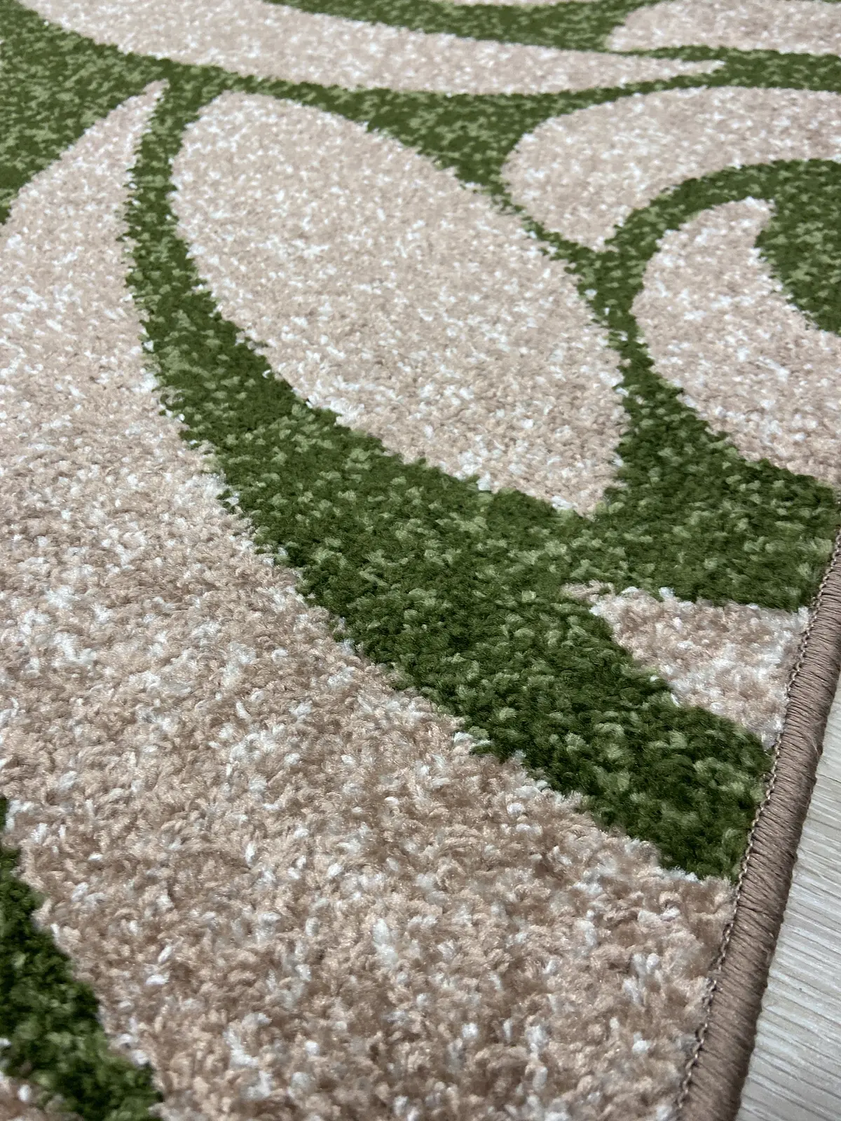 Килим фризе з невисоким ворсом Macio Beige\Green 02575A