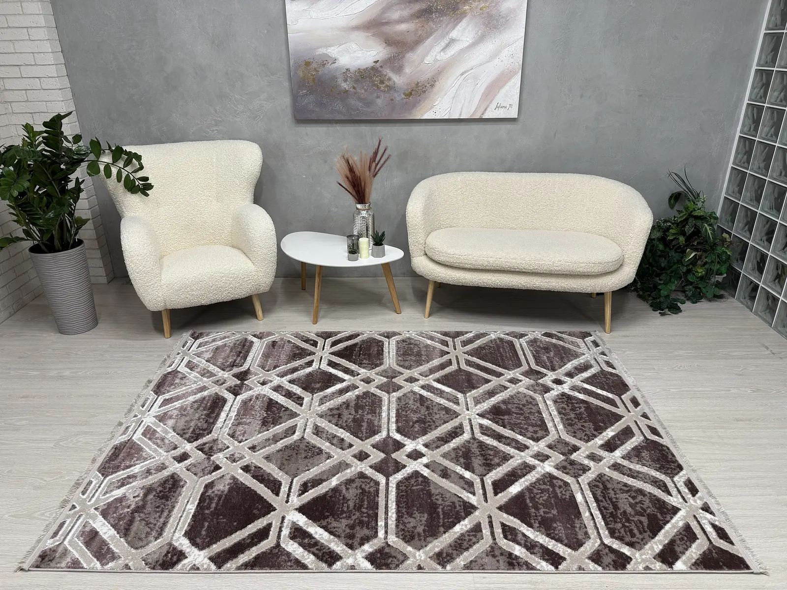 Килим з невисоким ворсом Vortex Бежевий з коричневим 2740G A.KAHVE / KREM