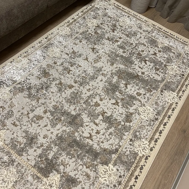 Килим з комбінованим ворсом и термоусадкой Optix бежевий з сірим beige C340D