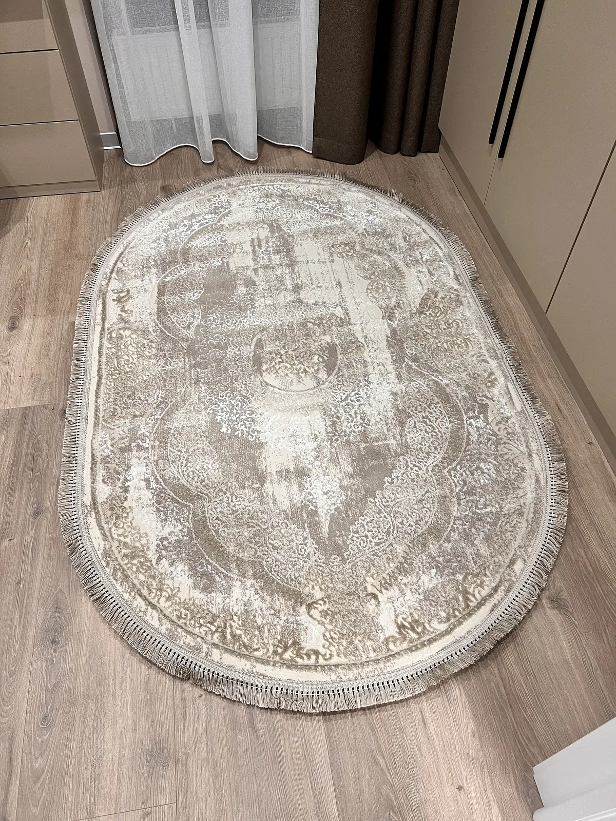 Килим з комбінованим ворсом и термоусадкой Glacia BEIGE 08352A