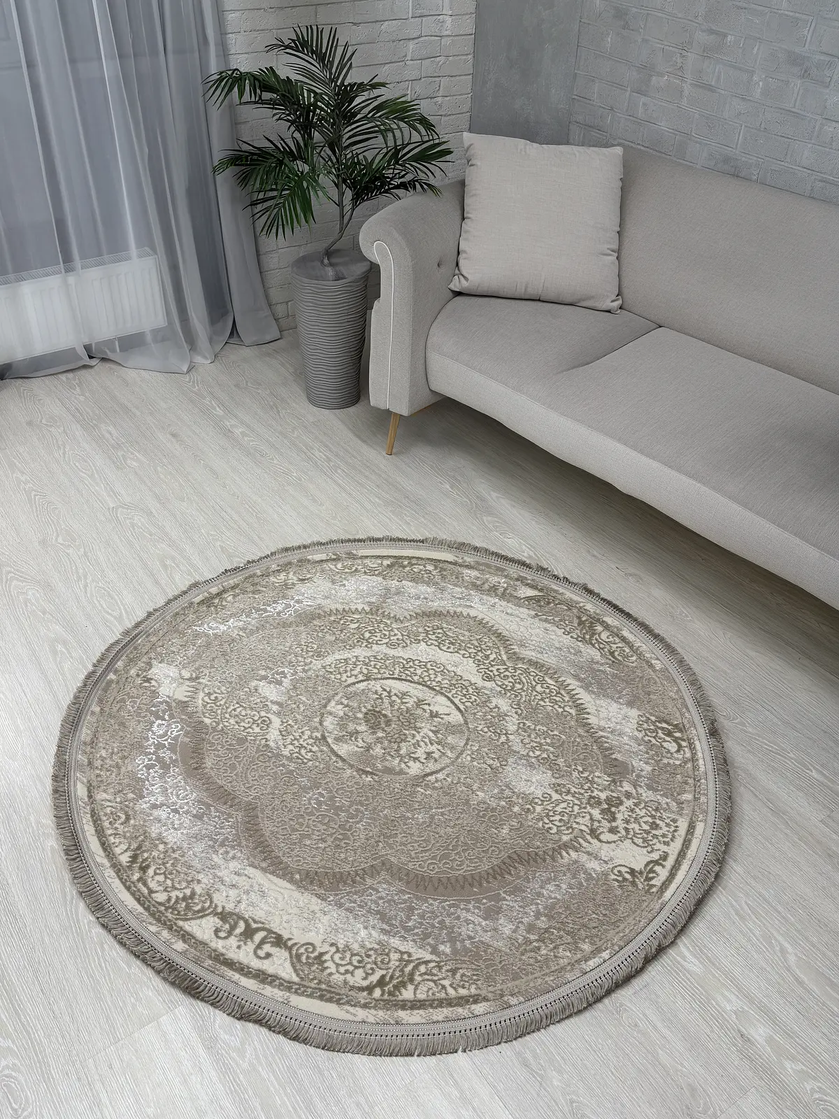 Килим з комбінованим ворсом и термоусадкой Glacia BEIGE 08352A