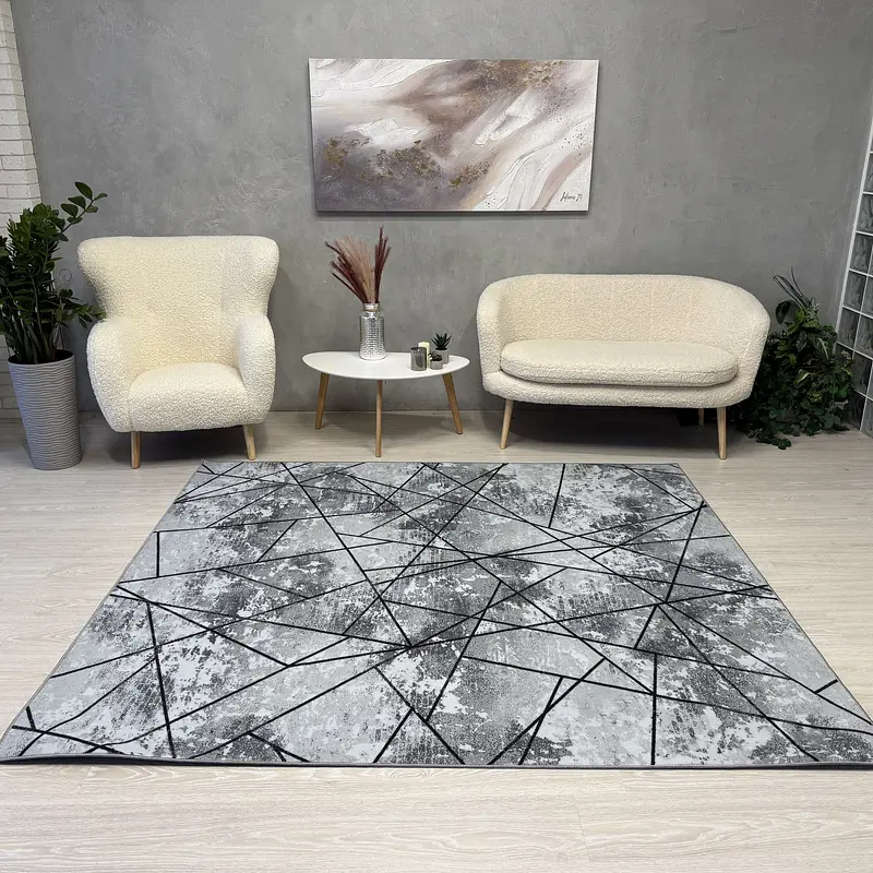 Килим з прогумованою основою Wovea Сірий 10384-6 gray