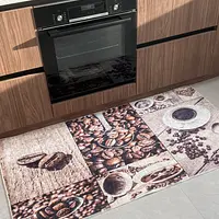 Універсальний килим на прогумованій основі для кухни Verda Marina Кофе Бежевий A117