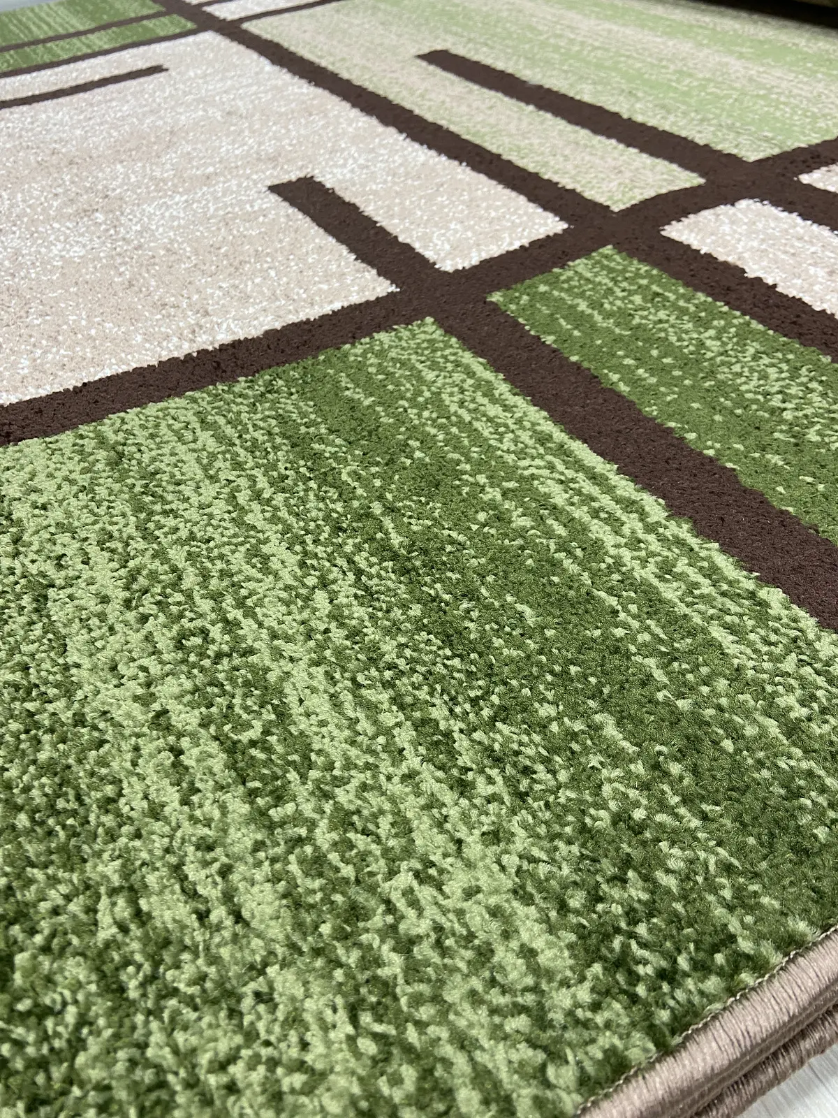 Килим фризе з невисоким ворсом Macio Beige\Green 02239A