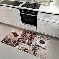 Універсальний килим на прогумованій основі для кухни Verda Marina Кофе Бежевий A117