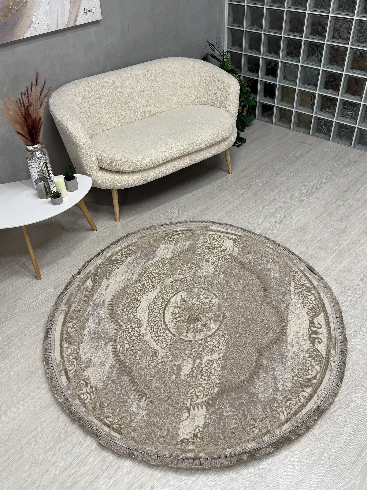Килим з комбінованим ворсом и термоусадкой Glacia BEIGE 08352A