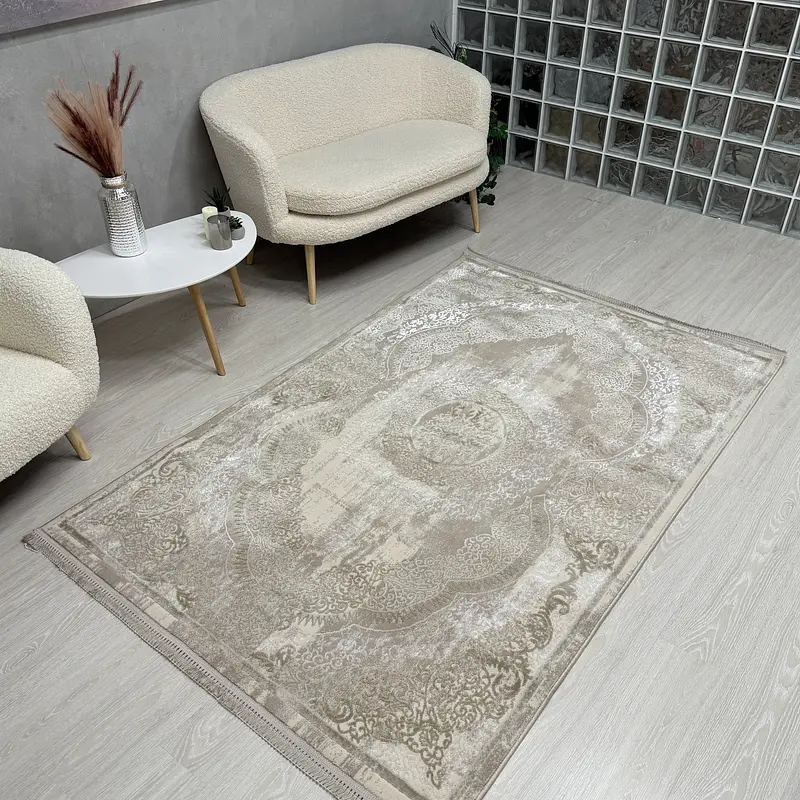 Килим з комбінованим ворсом и термоусадкой Glacia beige 08352A