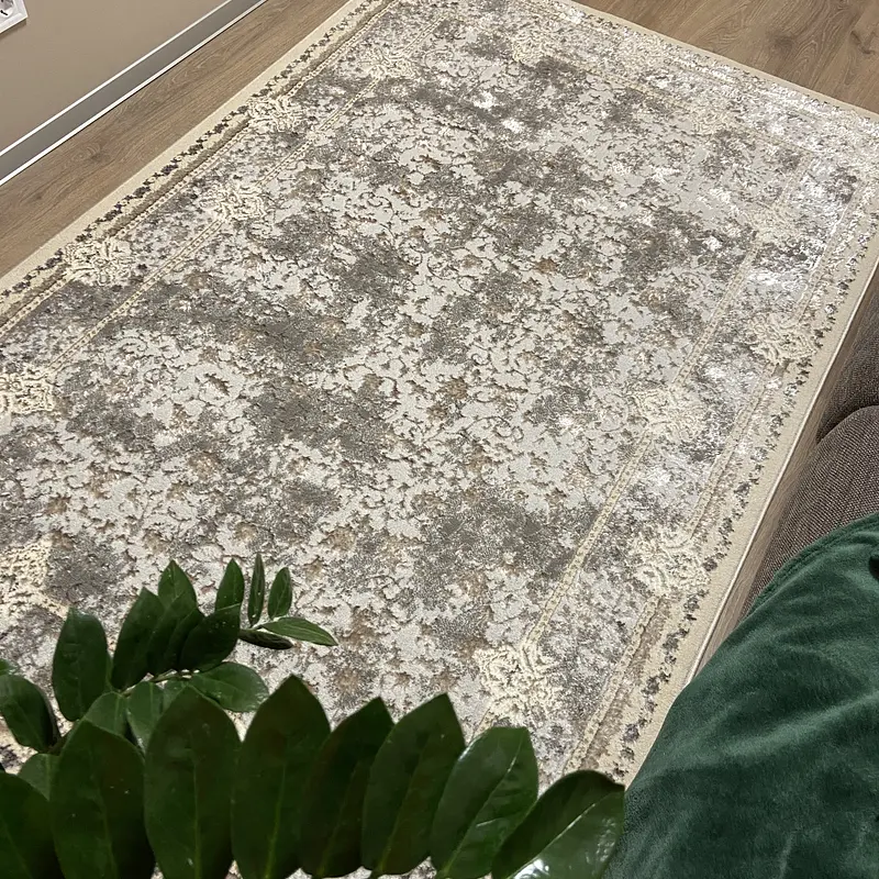 Килим з комбінованим ворсом и термоусадкой Optix бежевий з сірим beige C340D