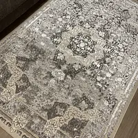 Килим з комбінованим ворсом и термоусадкой Optix бежевий з сірим beige C340B
