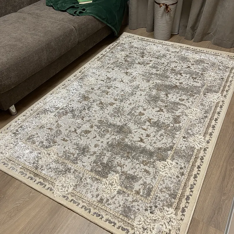 Килим з комбінованим ворсом и термоусадкой Optix бежевий з сірим beige C340D