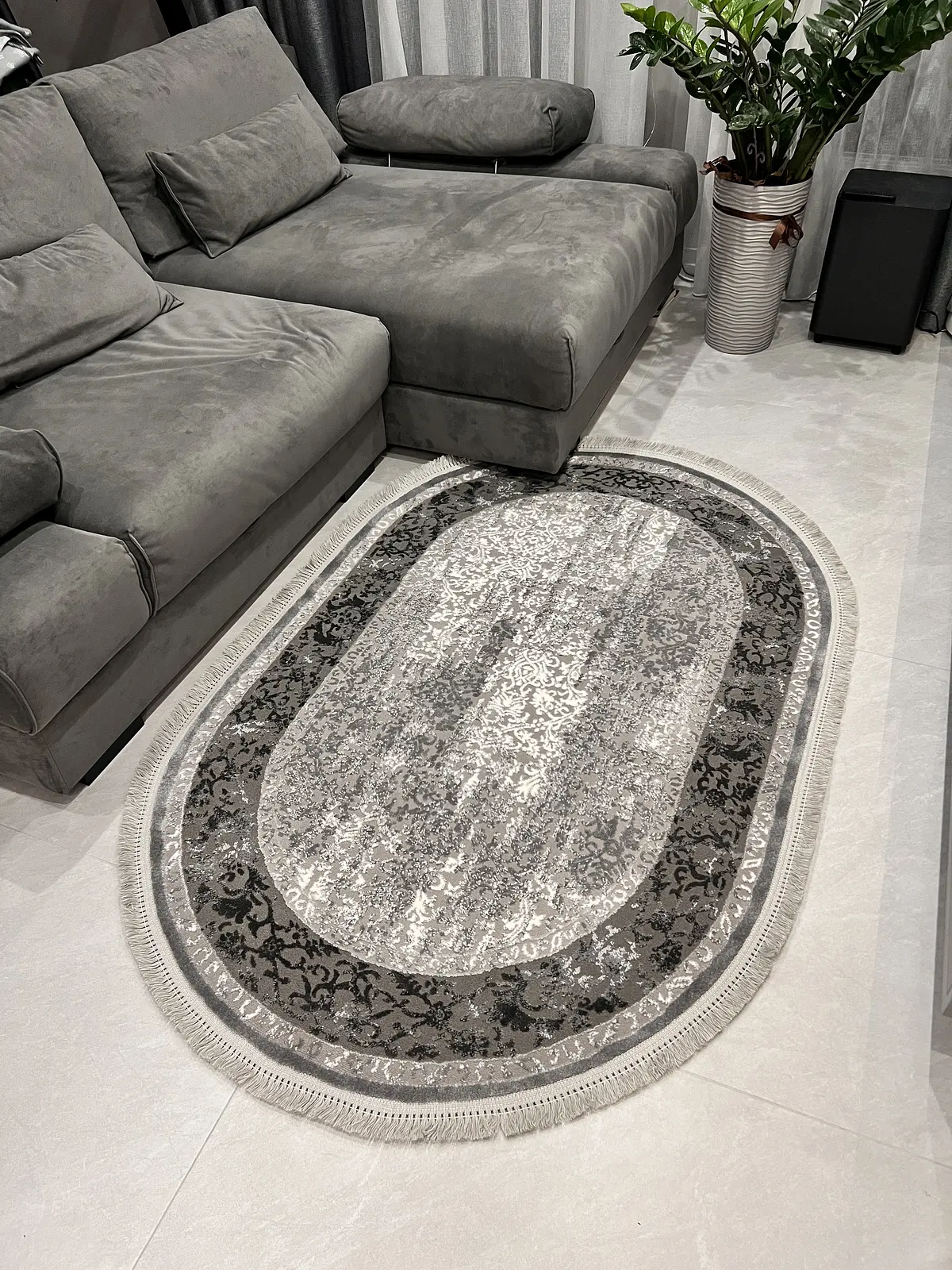 Килим з комбінованим ворсом и термоусадкой Glacia Gray 03977A
