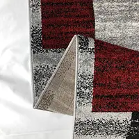 Килим фризе з невисоким ворсом Macio сірий з червоним Gray/Red 04152A