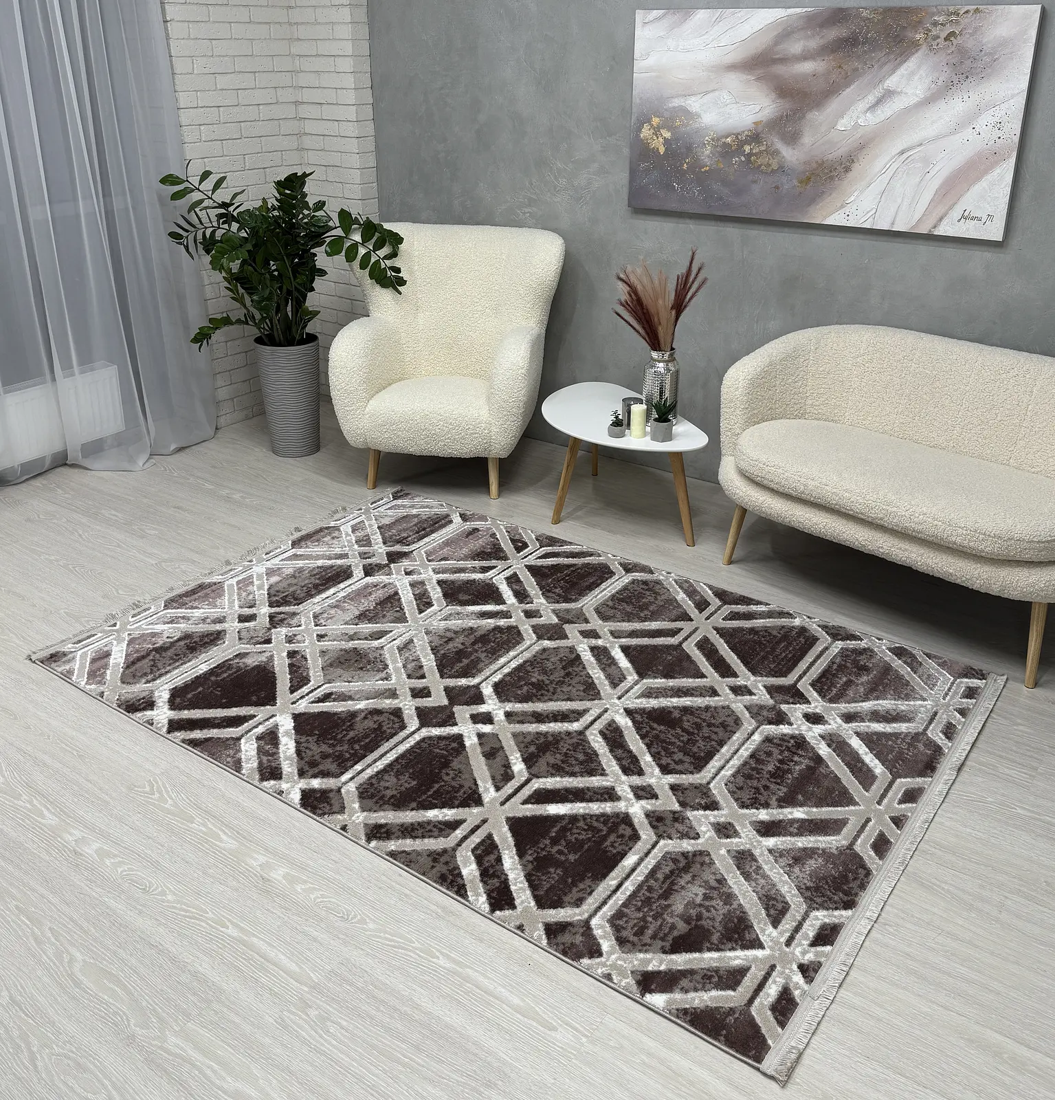 Килим з невисоким ворсом Vortex Бежевий з коричневим 2740G A.KAHVE / KREM