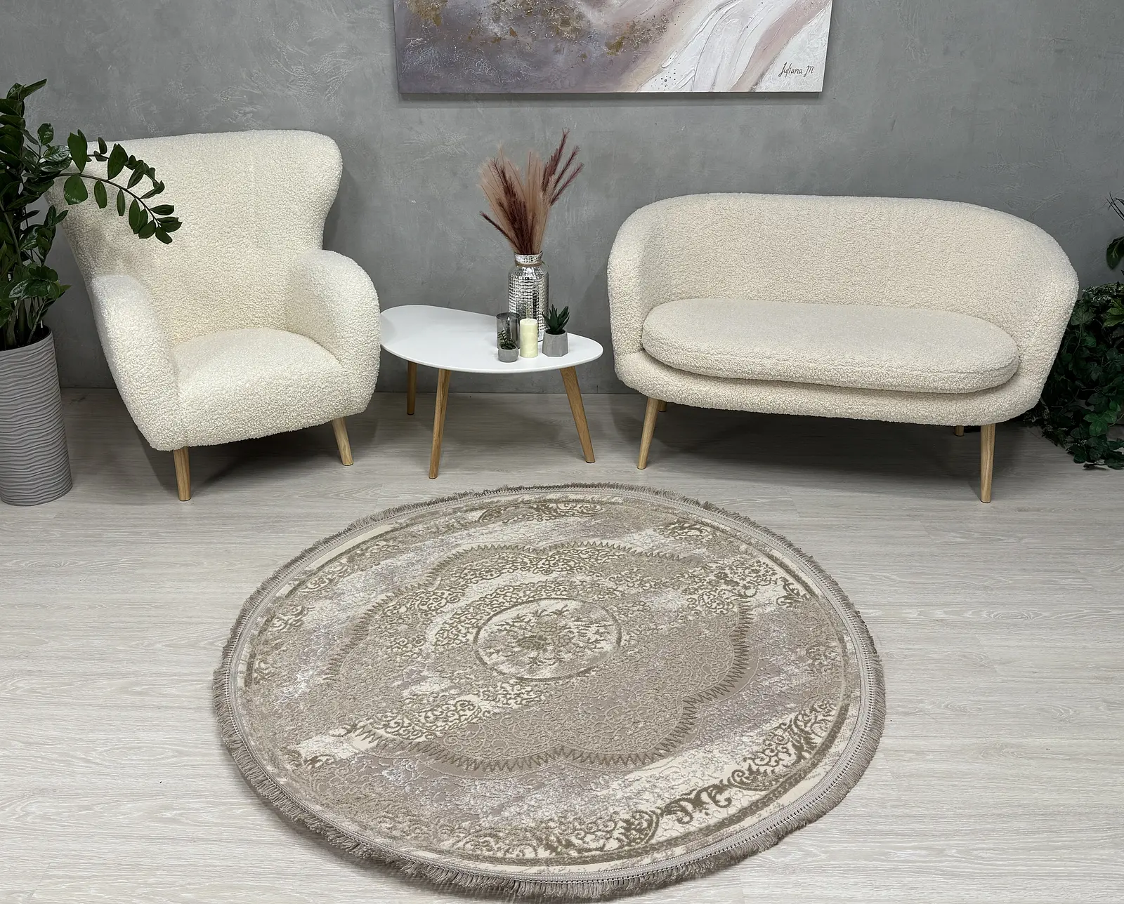 Килим з комбінованим ворсом и термоусадкой Glacia BEIGE 08352A