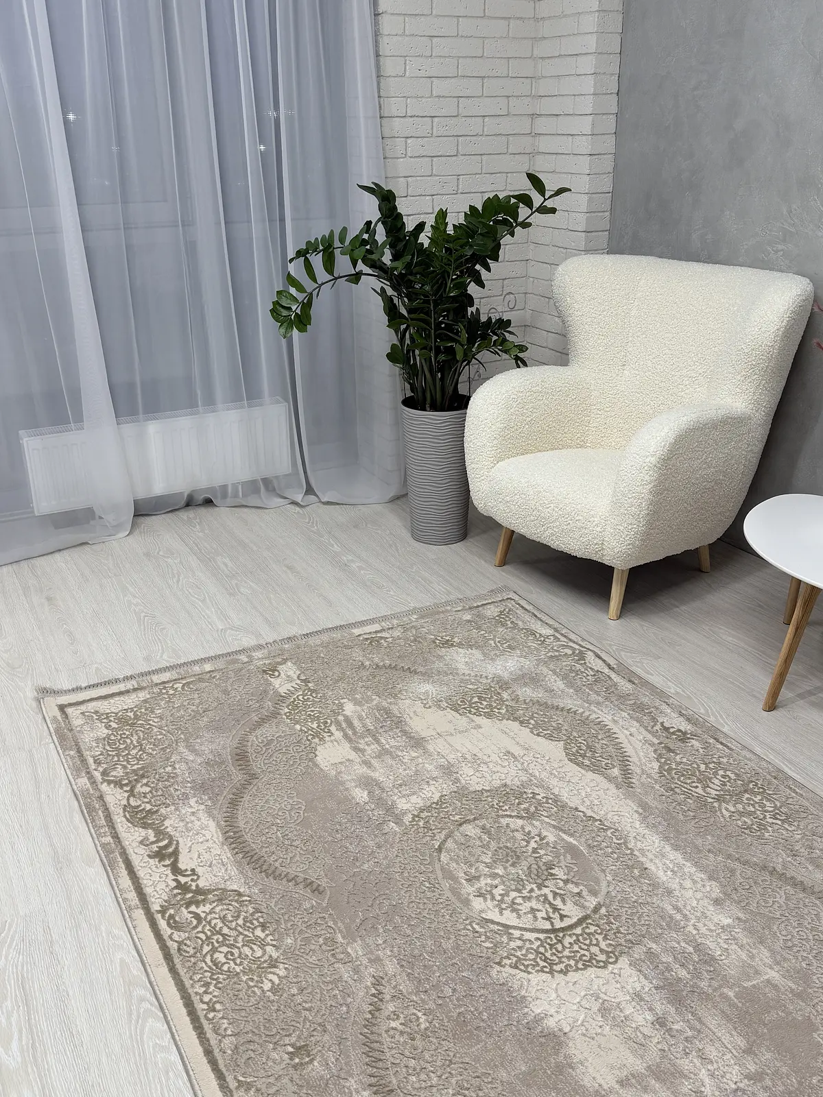 Килим з комбінованим ворсом и термоусадкой Glacia beige 08352A