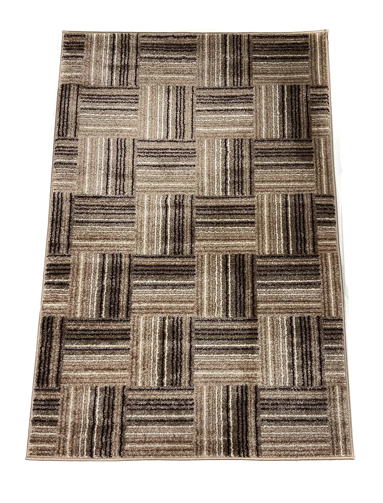 Килим фризе з невисоким ворсом в виде паркета Macio Beige 02596A