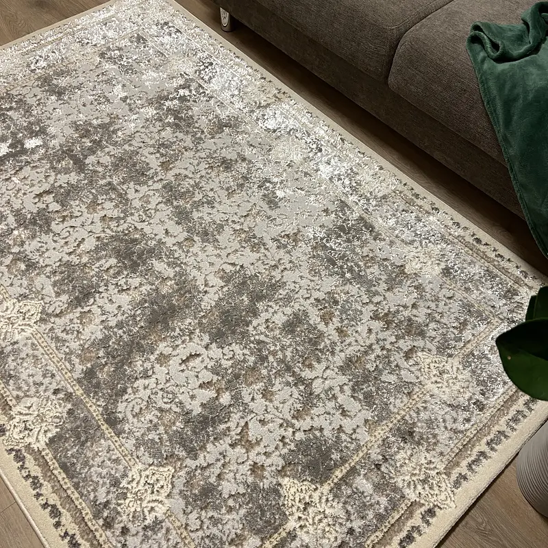 Килим з комбінованим ворсом и термоусадкой Optix бежевий з сірим beige C340D