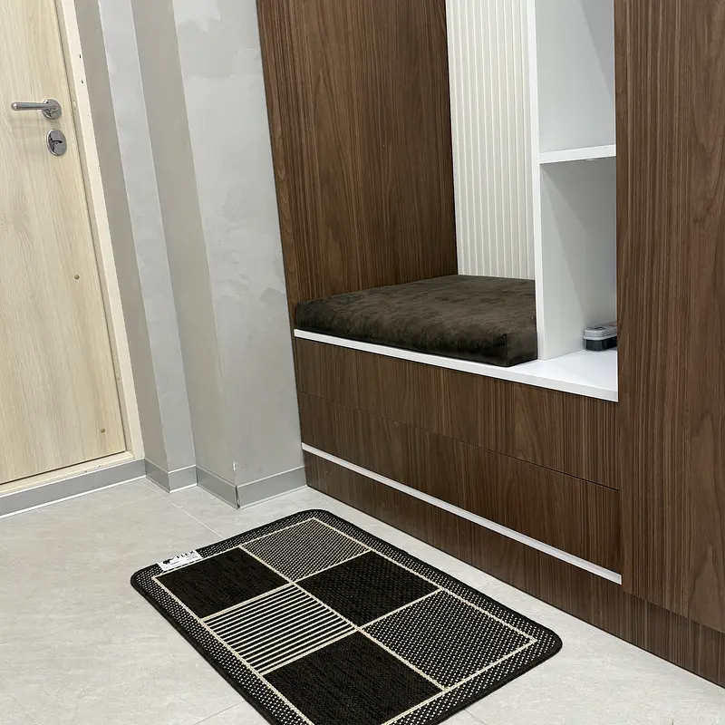 Безворсовий килим на гумовій основі універсальний Versa коричневий з бежевим 19697/91